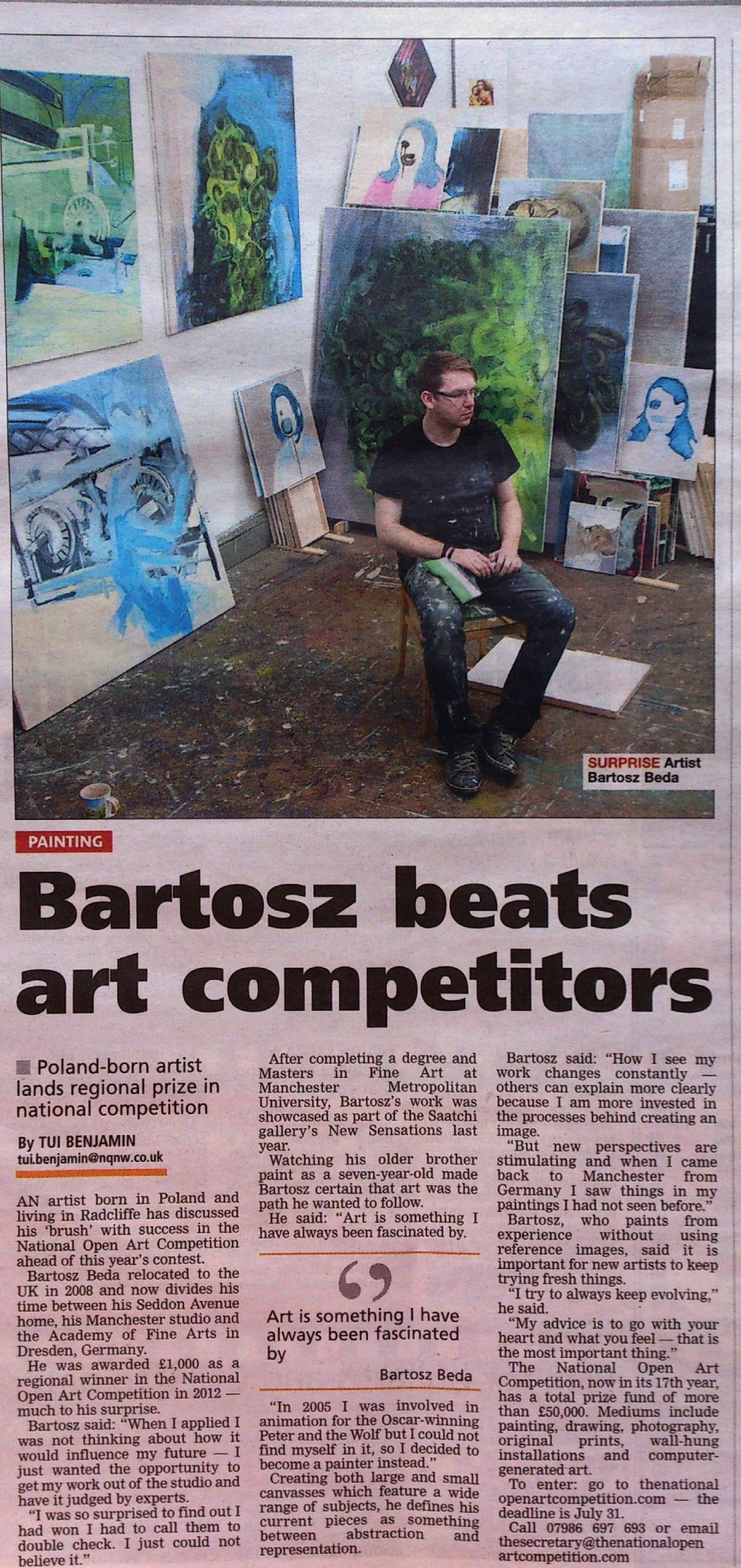 Art by Bartosz Beda, Interview in Radcliffe Times
