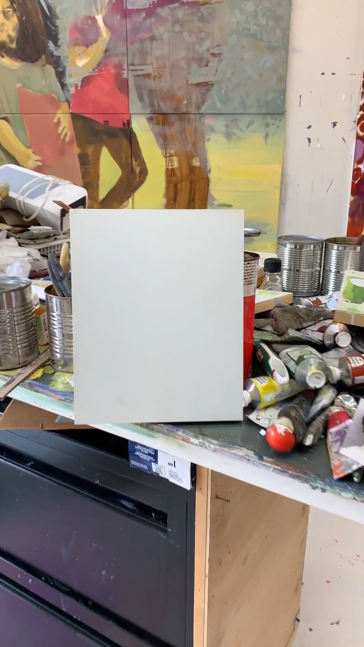 You are currently viewing painting in studio