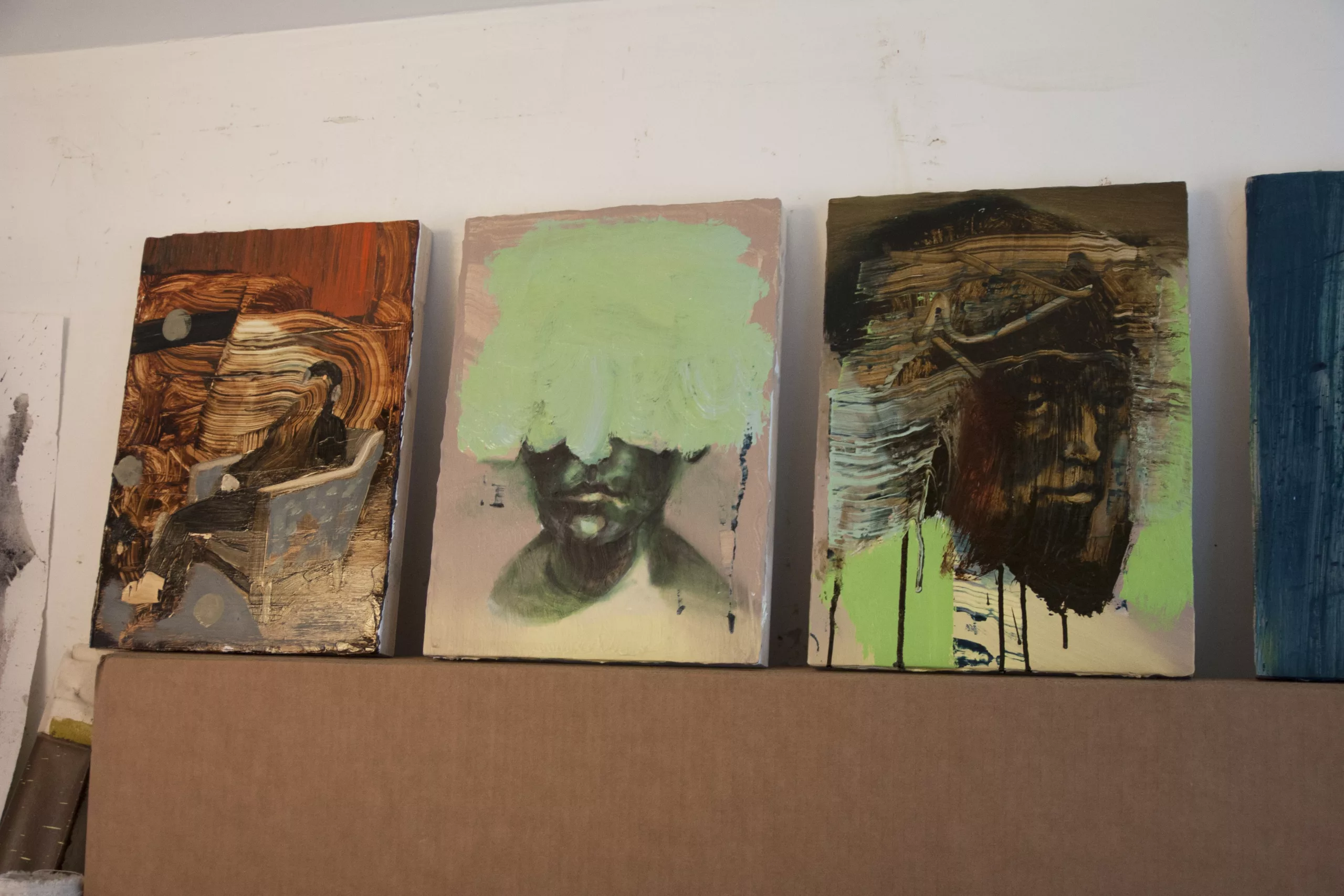 Art Studio View with Oil Portraits in Progress from 2015 1