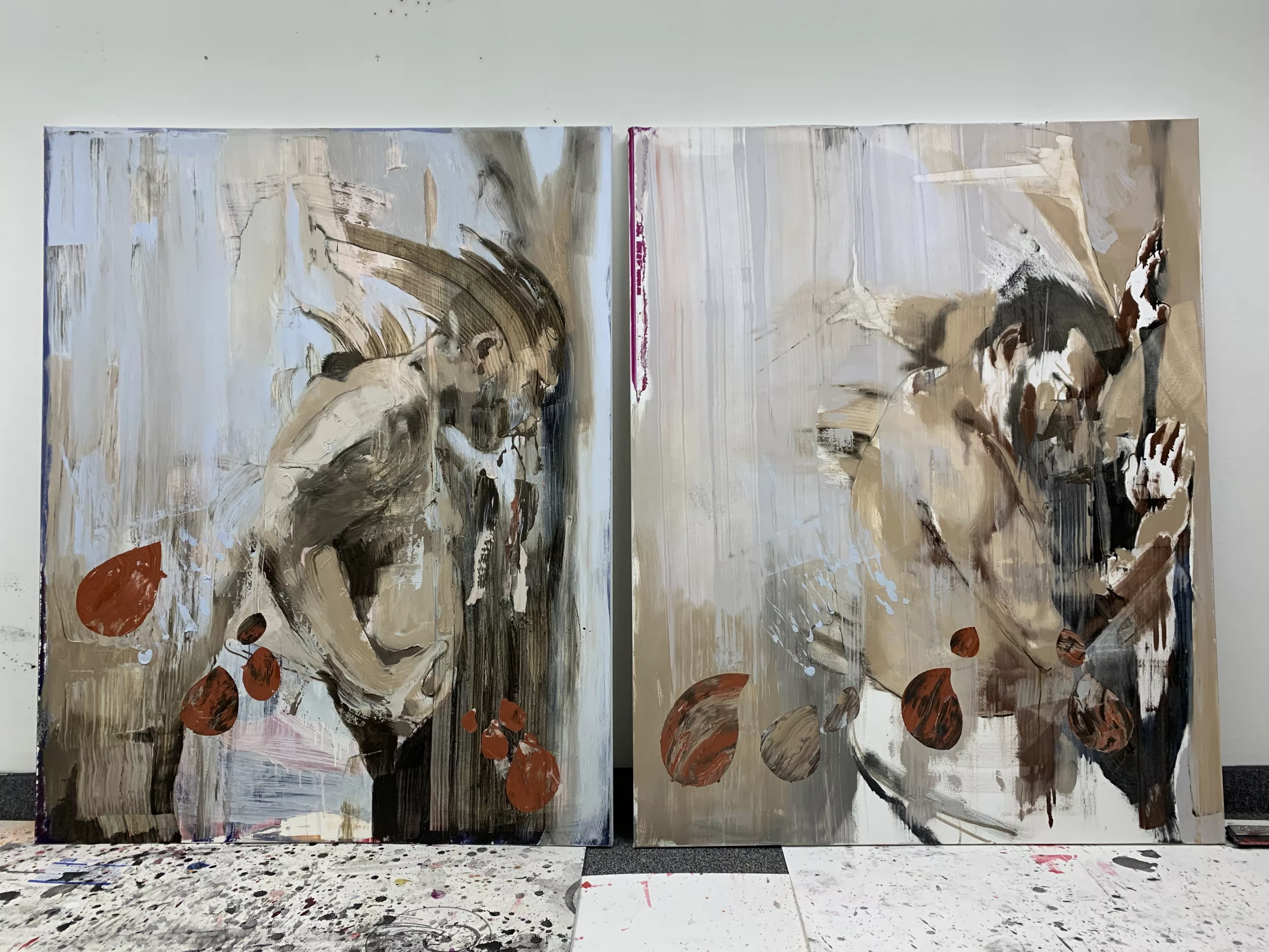 Two Figurative Oil Paintings in Progress 1