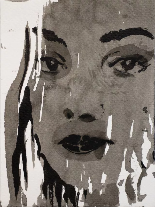 Anastasia 07, Small Portrait Painting in Ink on Paper 2
