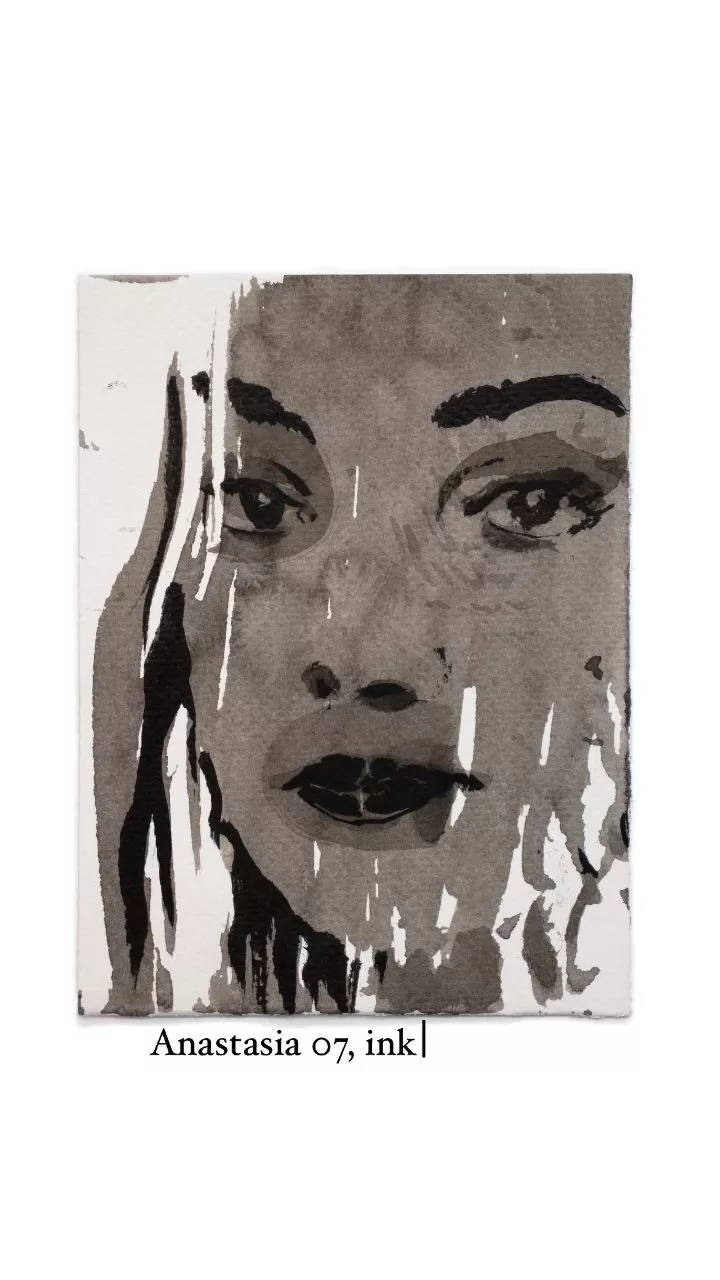 You are currently viewing Anastasia 07, Small Portrait Painting in Ink on Paper 5