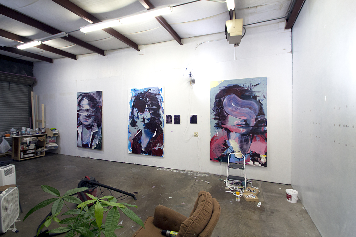 Bartosz Beda studio with with paintings for the Brownsville Museum of Fine Art