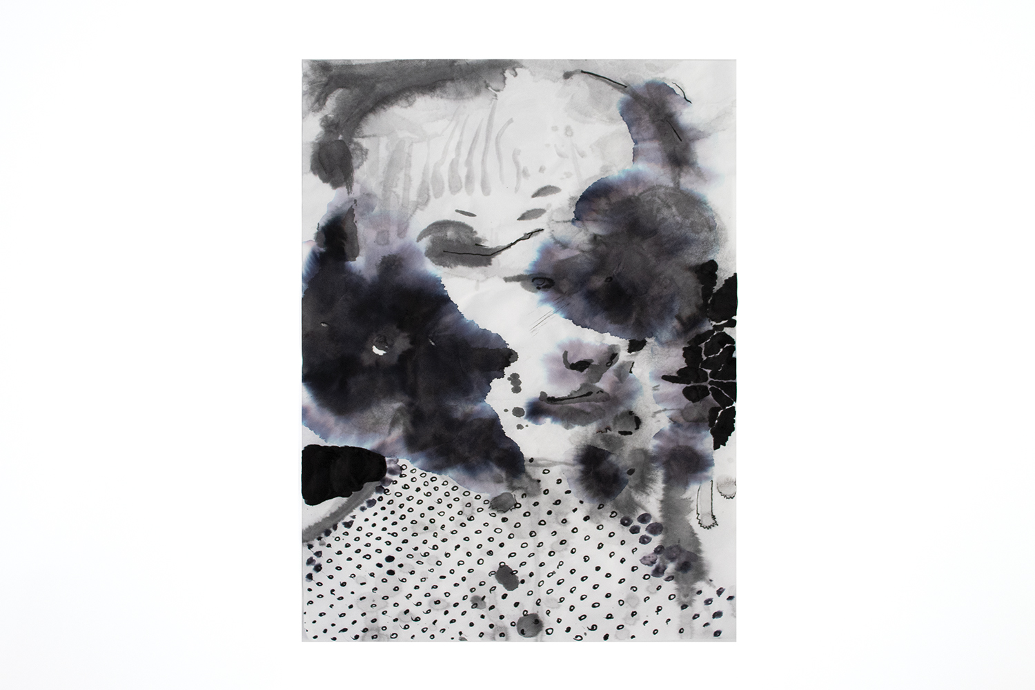 Splashes 01, Sumi-ink on rice paper, part of a painting series, 33x24 cm (13x9.5 inches), 2020